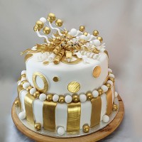 Wedding Cake - Balls, Twirls and Stripes Cake
